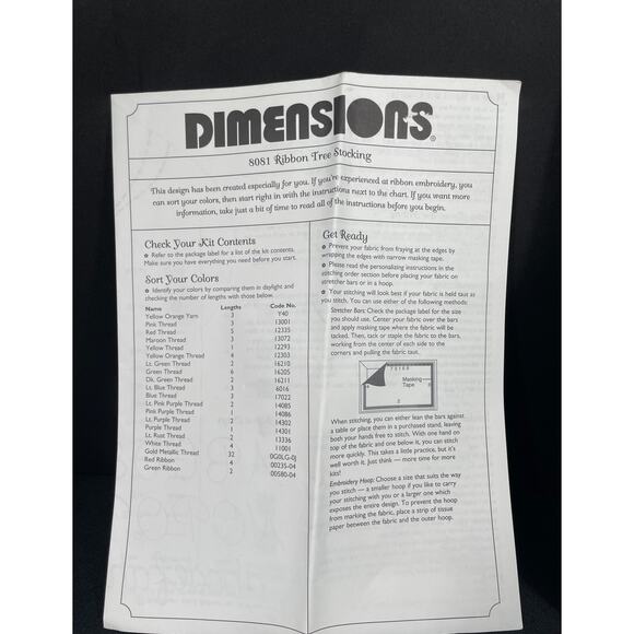 Vintage Dimensions, Ribbon Embroidery Stocking, Ribbon Tree Stocking, 8081 - Picture 5 of 7